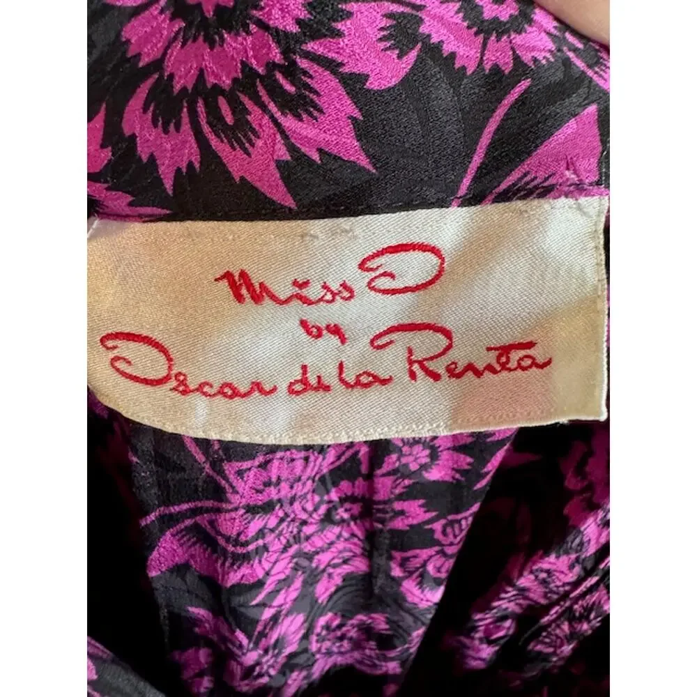 Vintage Oscar de la Renta Butterfly Floral Print Silk Shirt Skirt Set 10